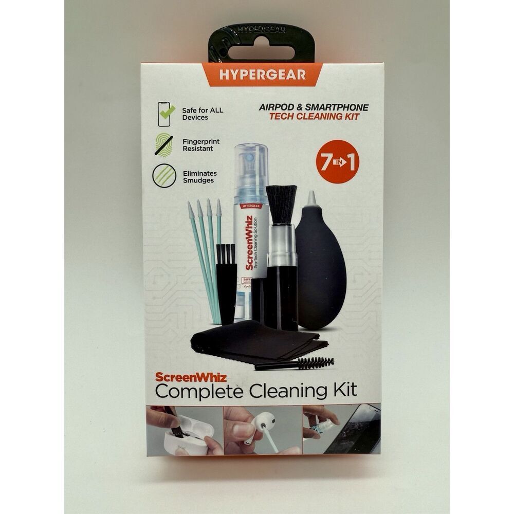 HyperGear ScreenWhiz 7-in-1 Complete Tech Cleaning Kit Safe for All Devices